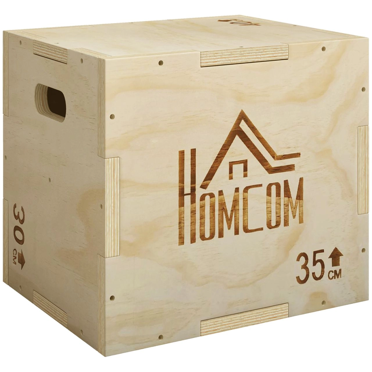 HOMCOM 3-in-1 Plyo Box Holz Plyometrische Sprungbox mit 3 Sprunghöhen Griffen