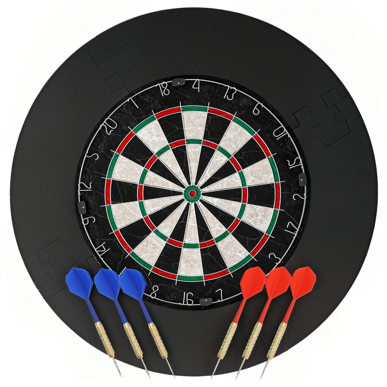 SPORTNOW Dartscheibe mit 6 Dartpfeile, Flights, Dart Surround, Stahlspitze Ø45,5 cm Sisal