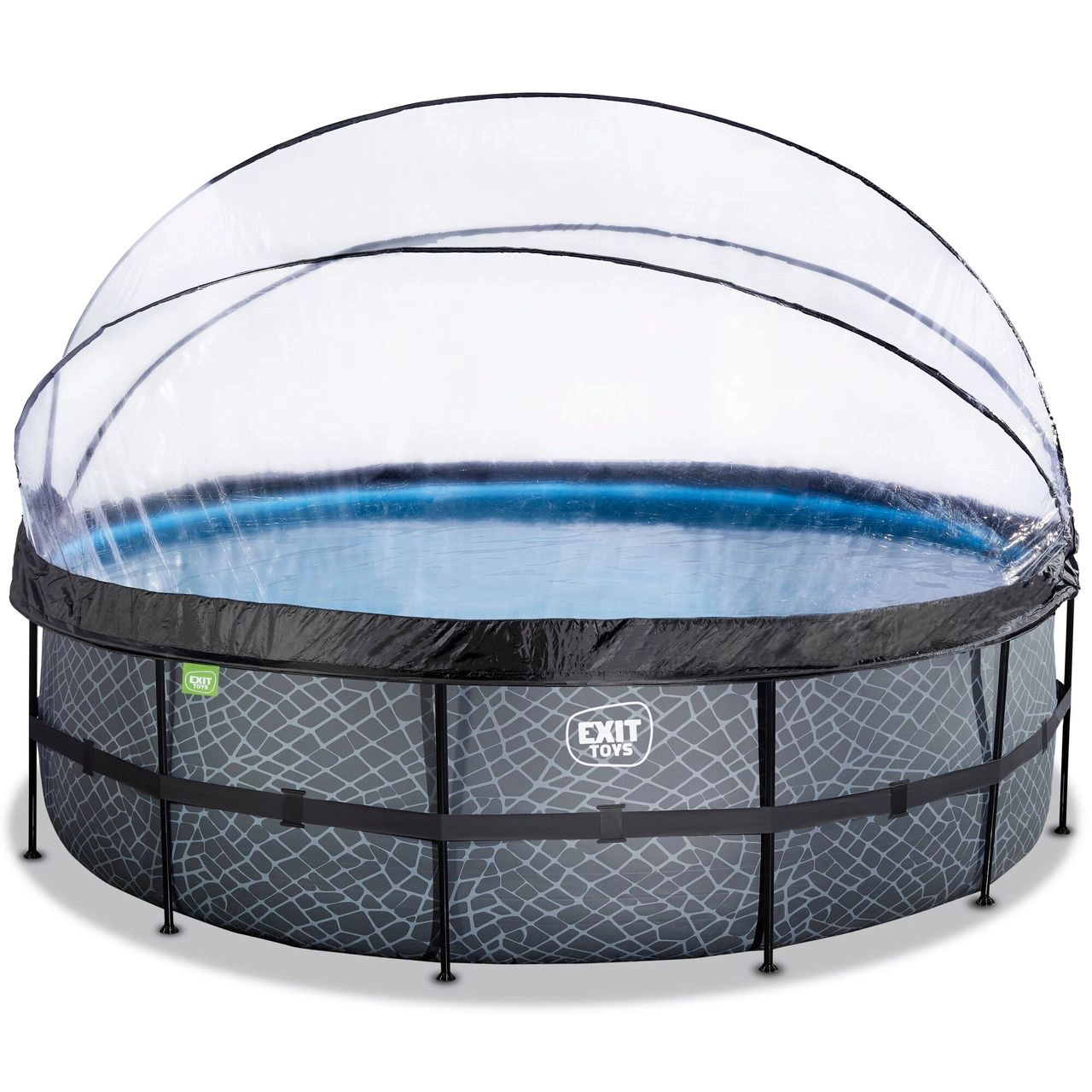 Exit Toys EXIT Stone Pool ø488x122cm mit Sandfilterpumpe und Abdeckung und Wärmepumpe - Grau