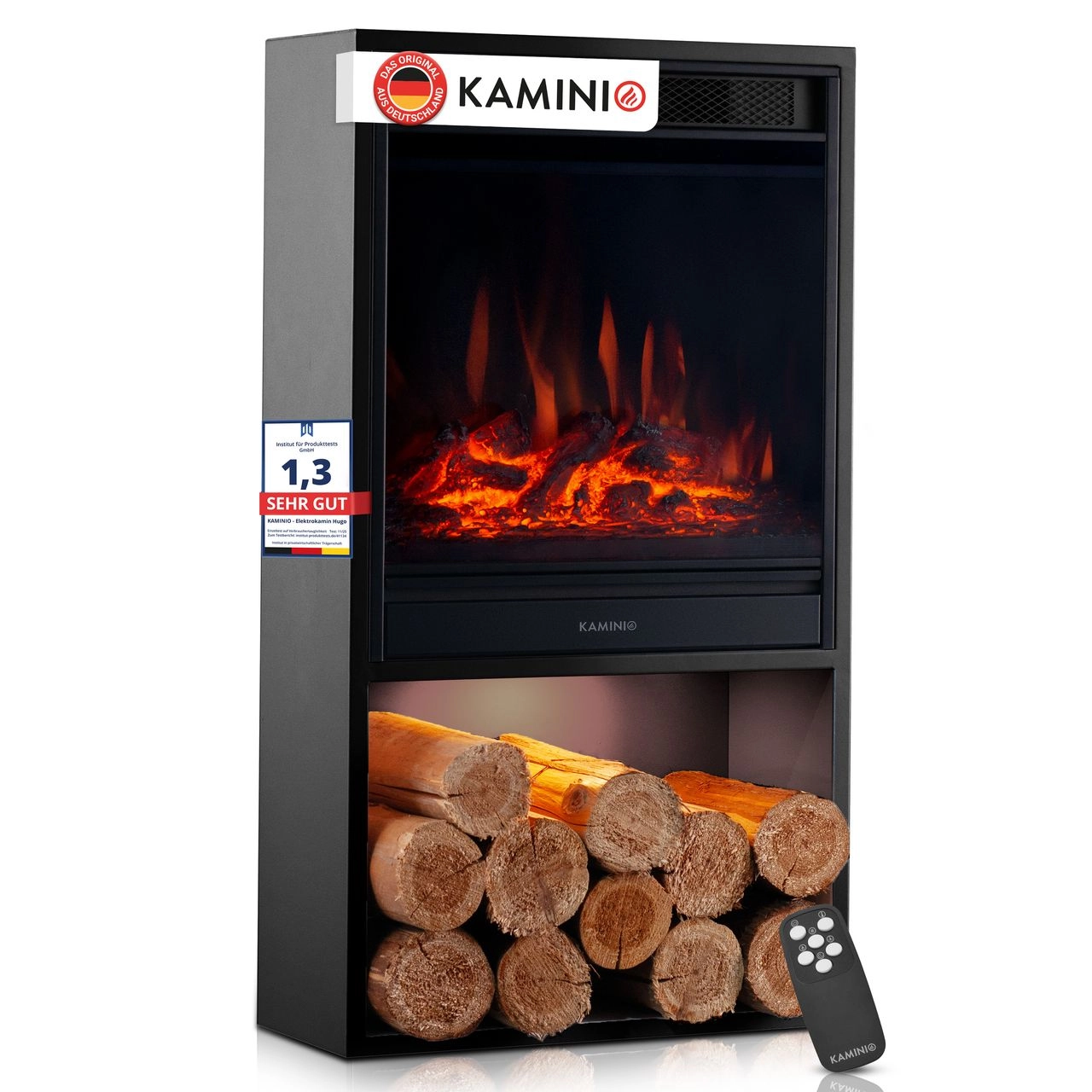 KAMINIO KAMINIO Elektrokamin HUGO - Elektrischer Kaminofen - Schwarz