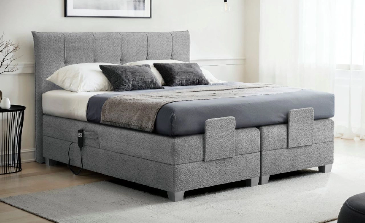 Interbed Boxspringbett BERN 180x200 cm mit Motor grau Coral 75