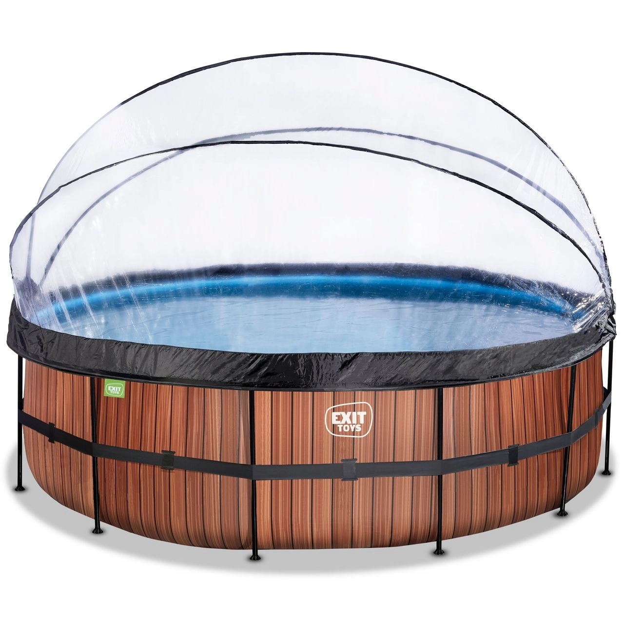 Exit Toys EXIT Wood Pool ø488x122cm mit Sandfilterpumpe und Abdeckung und Wärmepumpe - Braun