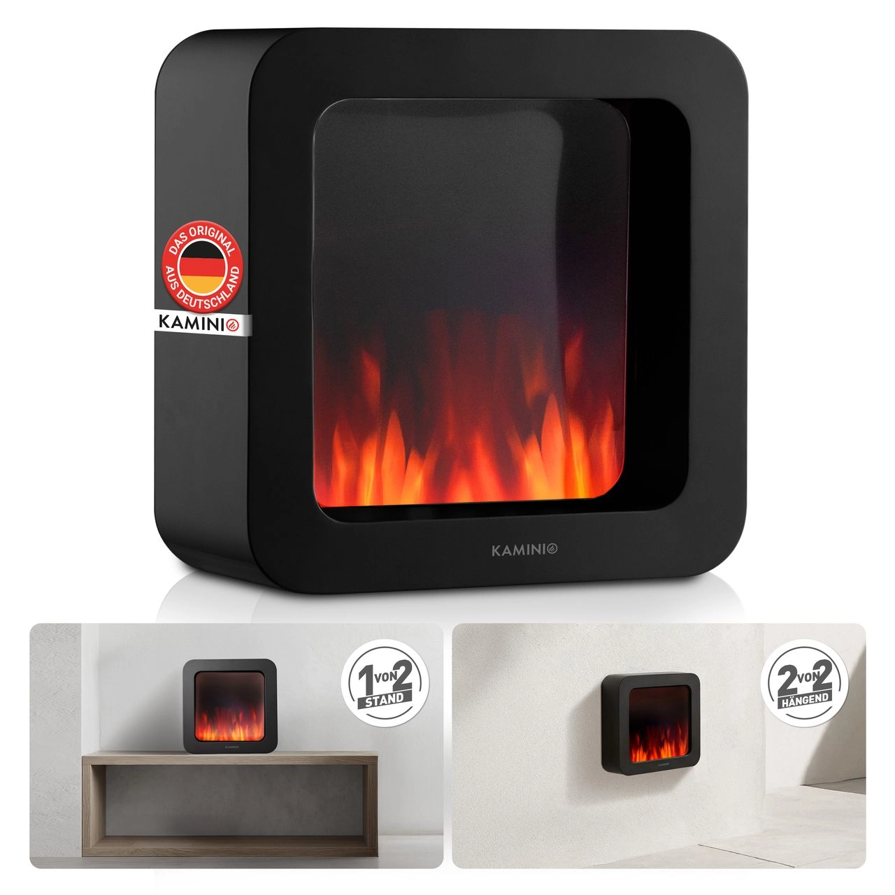 KAMINIO KAMINIO Elektrischer Tischkamin MIA L - Dekoratives Elektro-Tischfeuer  - Schwarz