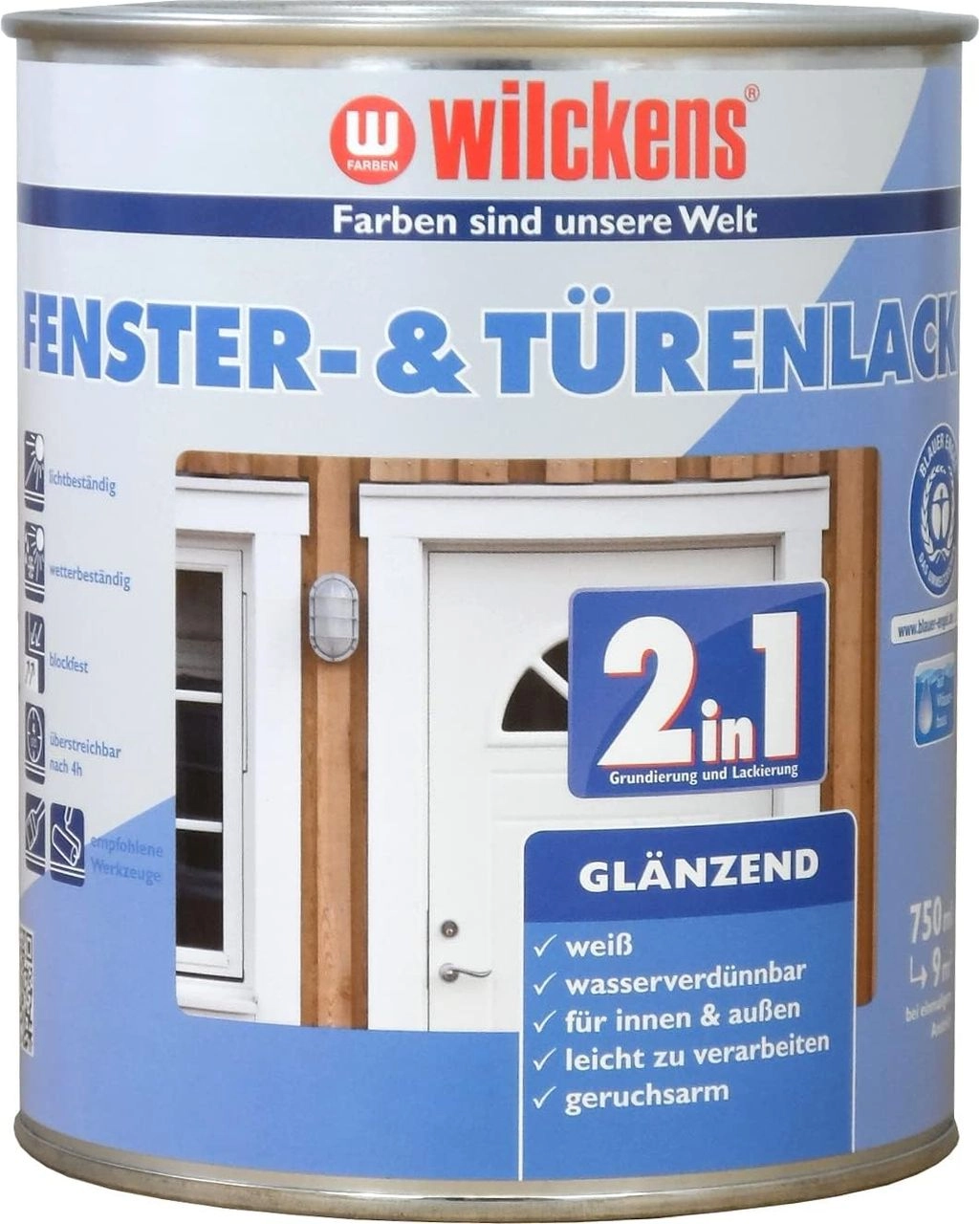 Wilckens Farben Wilckens Fenster- & Türenlack 2in1 glänzend, 750 ml, Weiß