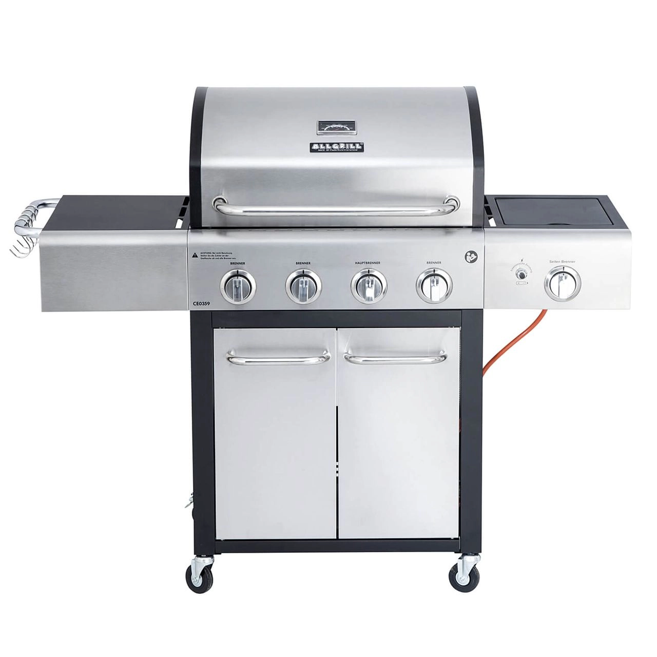 Allgrill FESTIVAL Edelstahl-schwarz Gasgrill 15,5 kW 4-flammig