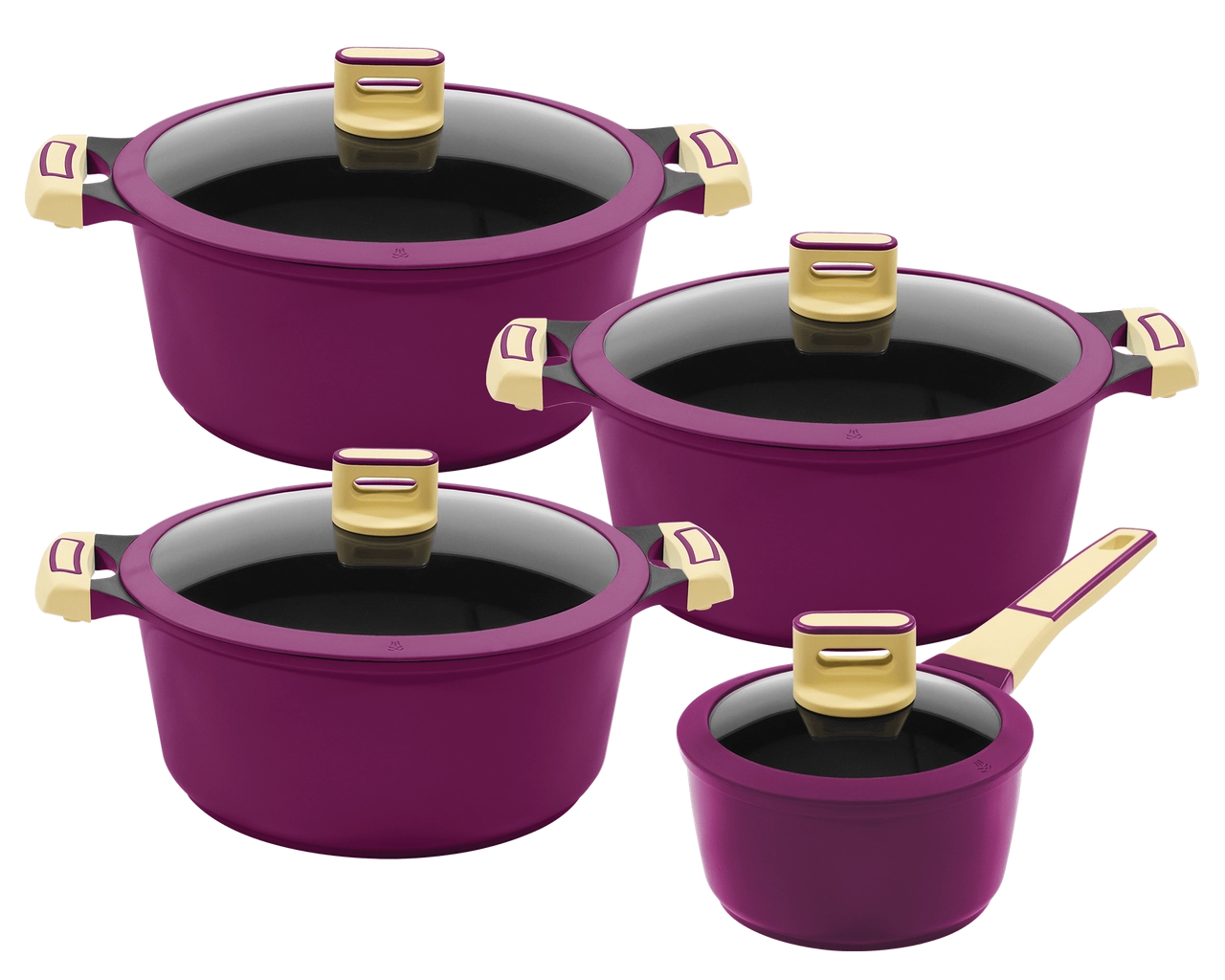 KING 8tlg. Kochtopfset GOURMET AUBERGINE