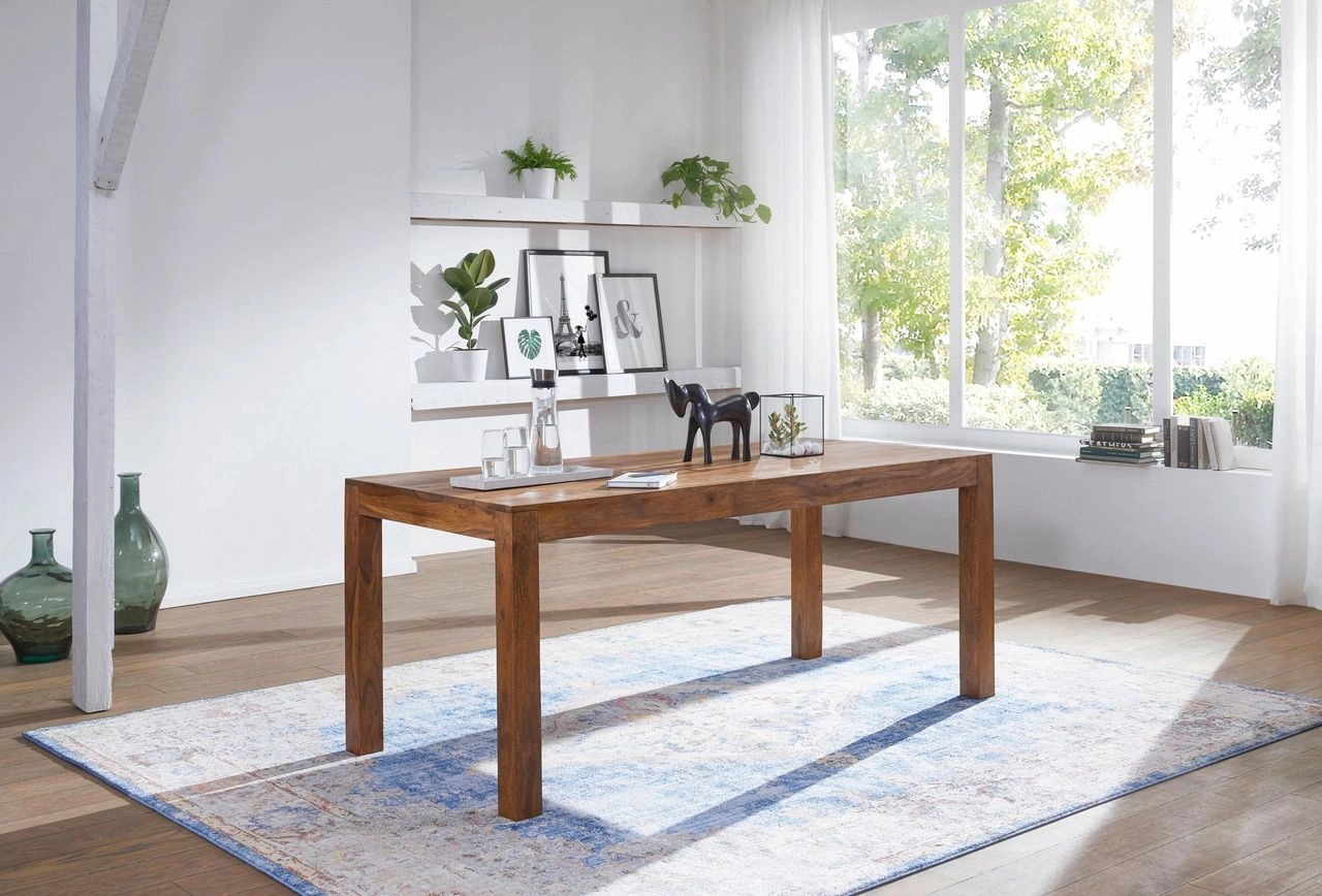 Wohnling WOHNLING Design Esstisch Massiv 160 x 80 x 76 cm Sheesham Massivholz
