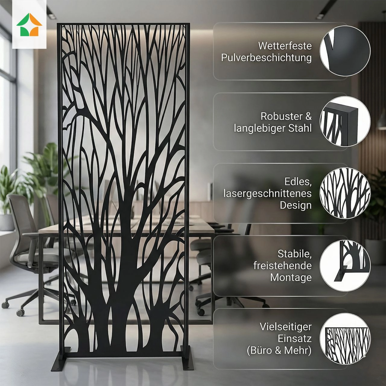 Prestige Home Living Indoor Dekorative Metallsichtschutzwand
