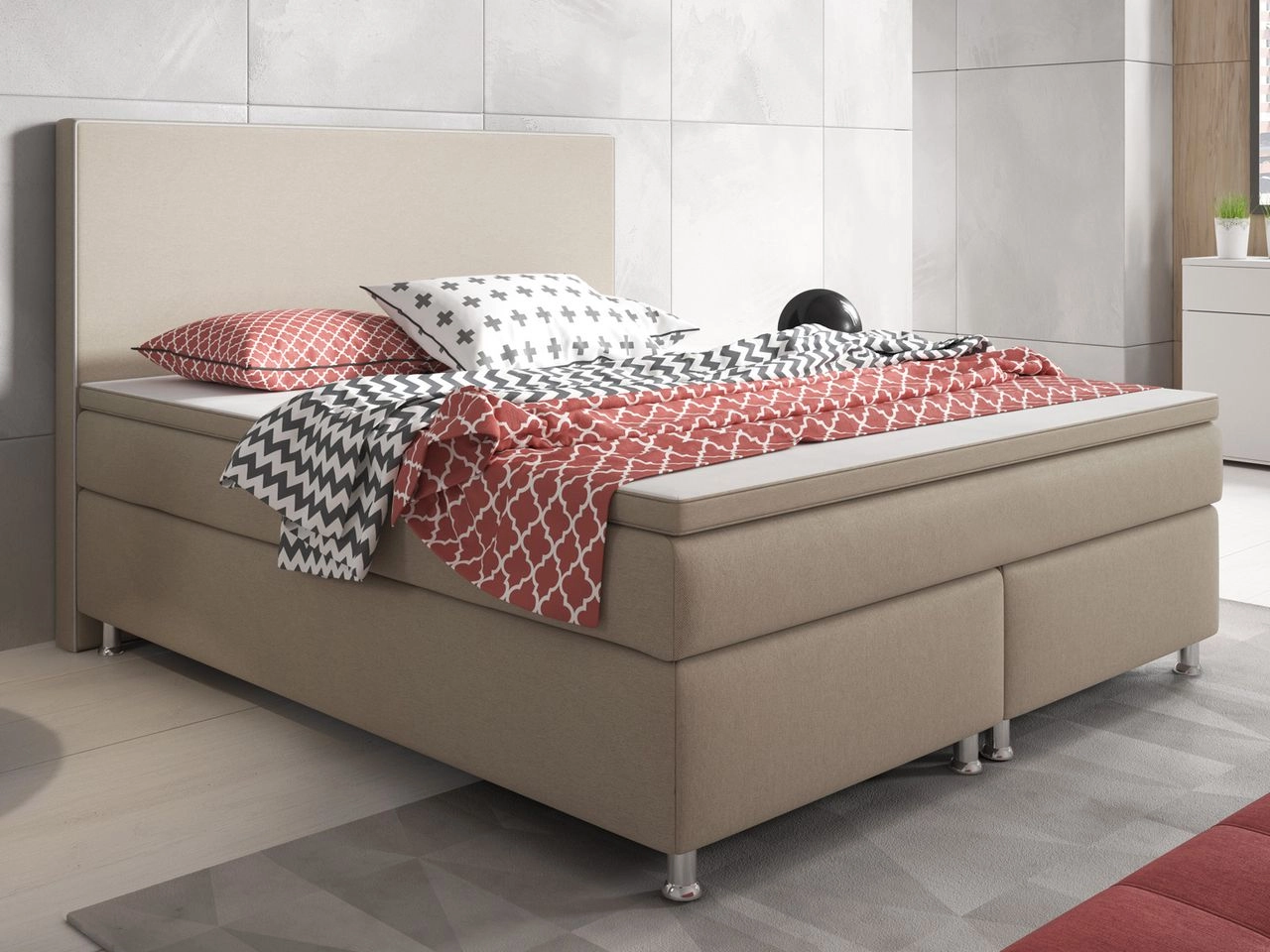 IHG Boxspringbett King Size 180x200 cm Webstoff Muddy