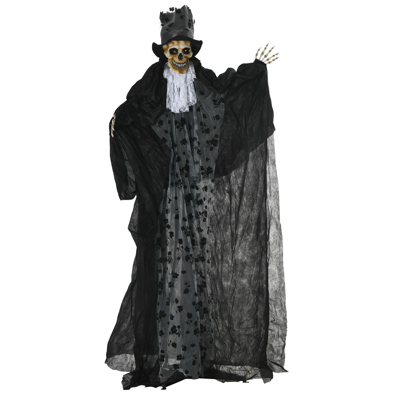 Outsunny 183cm Halloween-Dekoration Bewegliches Skelett-Bräutigam mit Blinkenden Augen und Soundfunktion