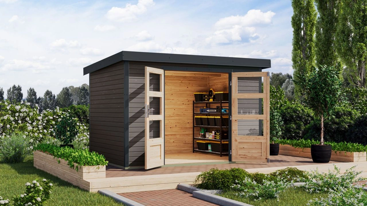 Karibu Gartenhaus Galatea 4B terragrau