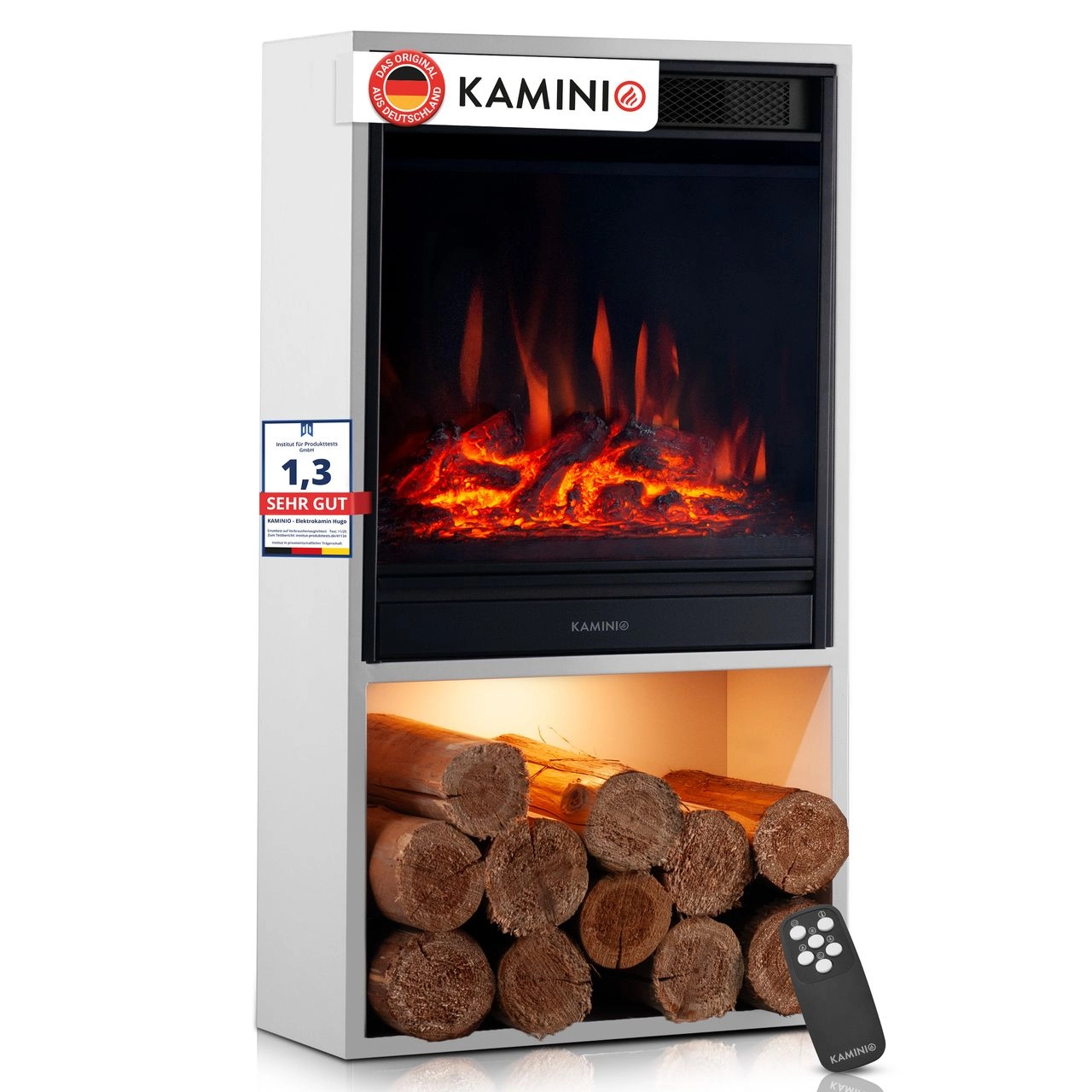 KAMINIO KAMINIO Elektrokamin HUGO - Elektrischer Kaminofen - Weiß