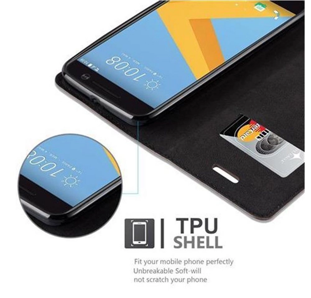 Cadorabo Hülle für HTC 10 (One M10) in KAFFEE BRAUN Handyhülle mit Magnetverschluss, Standfunktion und Kartenfach Case Cover Schutzhülle Etui Tasche Book Klapp Style