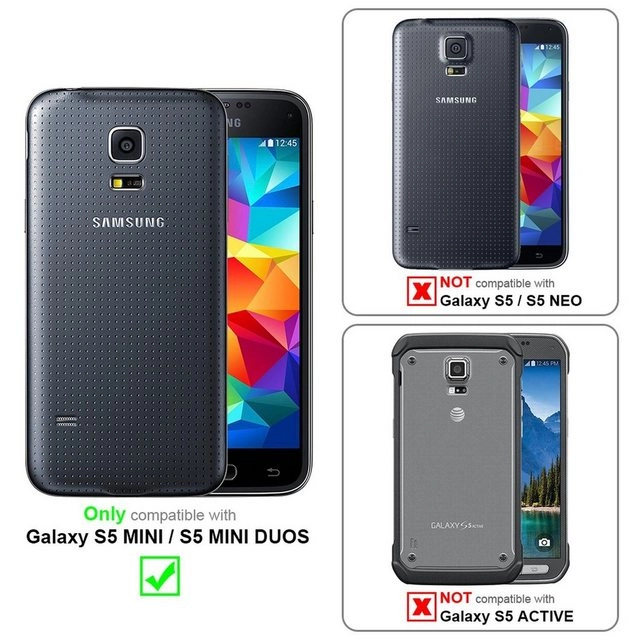 Cadorabo Hülle für Samsung Galaxy S5 MINI / S5 MINI DUOS in APFEL ROT Handyhülle mit Magnetverschluss, Standfunktion und Kartenfach Case Cover Schutzhülle Etui Tasche Book Klapp Style