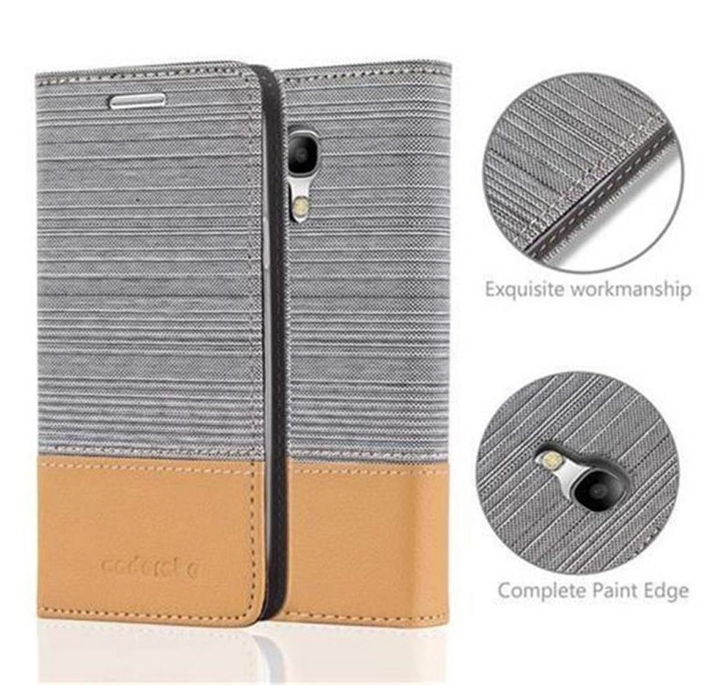Cadorabo Hülle für Samsung Galaxy S4 MINI in HELL GRAU BRAUN Handyhülle mit Magnetverschluss, Standfunktion und Kartenfach Case Cover Schutzhülle Etui Tasche Book Klapp Style