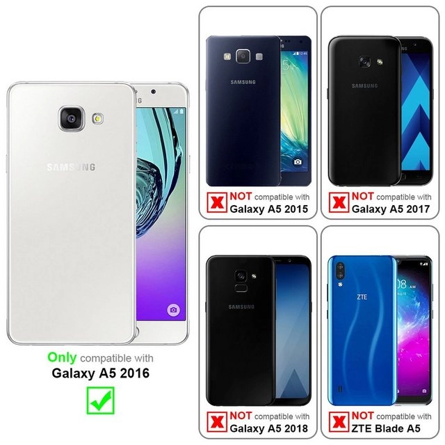 Cadorabo Hülle für Samsung Galaxy A5 2016 - Hülle in GRAU SCHWARZ ? Handyhülle mit Standfunktion und Kartenfach im zweifarbigen Design - Case Cover Schutzhülle Etui Tasche Book