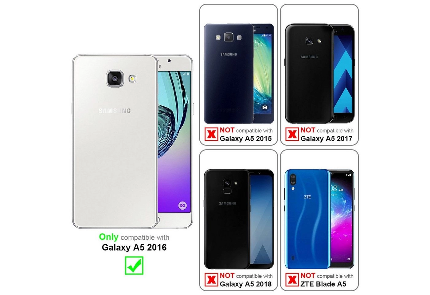 Cadorabo Hülle für Samsung Galaxy A5 2016 - Hülle in GRAU SCHWARZ ? Handyhülle mit Standfunktion und Kartenfach im zweifarbigen Design - Case Cover Schutzhülle Etui Tasche Book