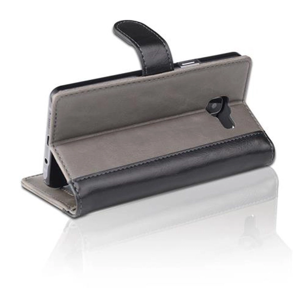 Cadorabo Hülle für Samsung Galaxy A5 2016 - Hülle in GRAU SCHWARZ ? Handyhülle mit Standfunktion und Kartenfach im zweifarbigen Design - Case Cover Schutzhülle Etui Tasche Book