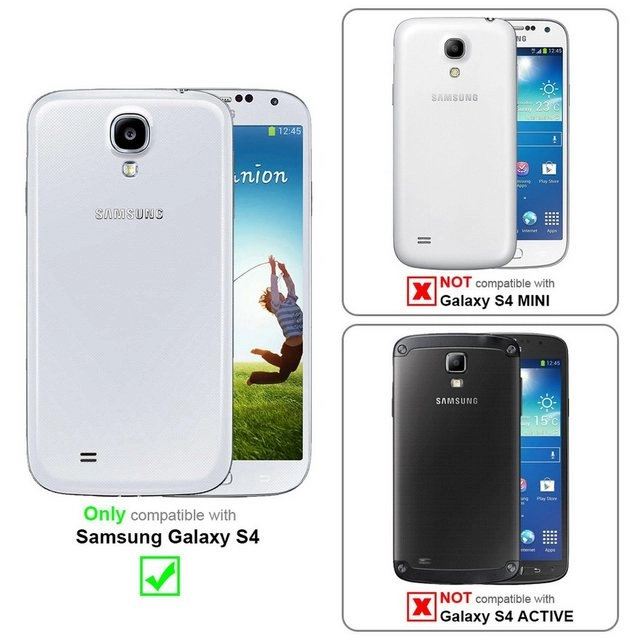 Cadorabo Hülle für Samsung Galaxy S4 - Hülle in EBENHOLZ SCHWARZ ? Handyhülle in Bast-Optik mit Kartenfach und Standfunktion - Case Cover Schutzhülle Etui Tasche Book Klapp Style