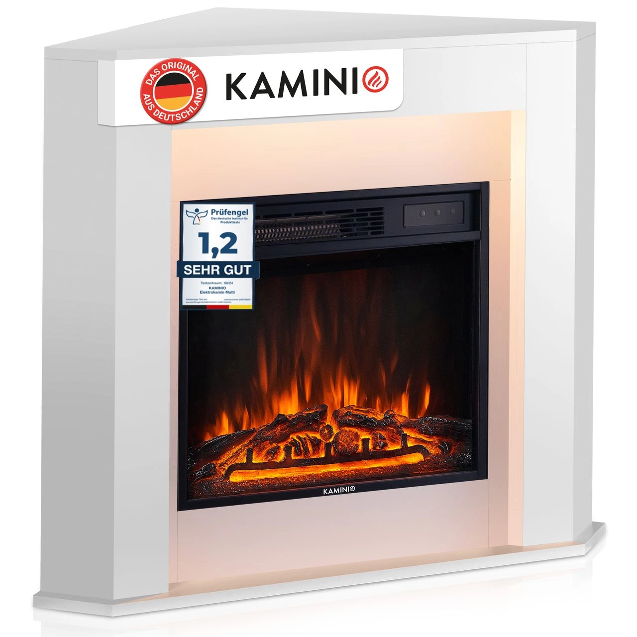 KAMINIO KAMINIO Elektrokamin MATTI - Elektrischer Eckkamin - Ecke, Weiß