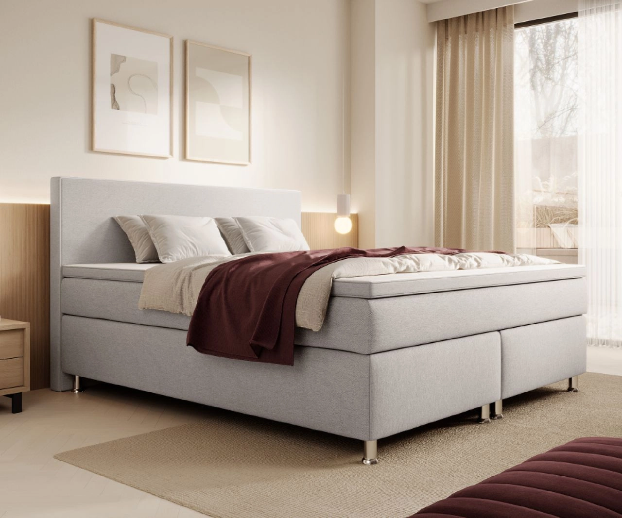 IHG IHG Boxspringbett Gent 180x200cm Silbergrau  BEZ-176626