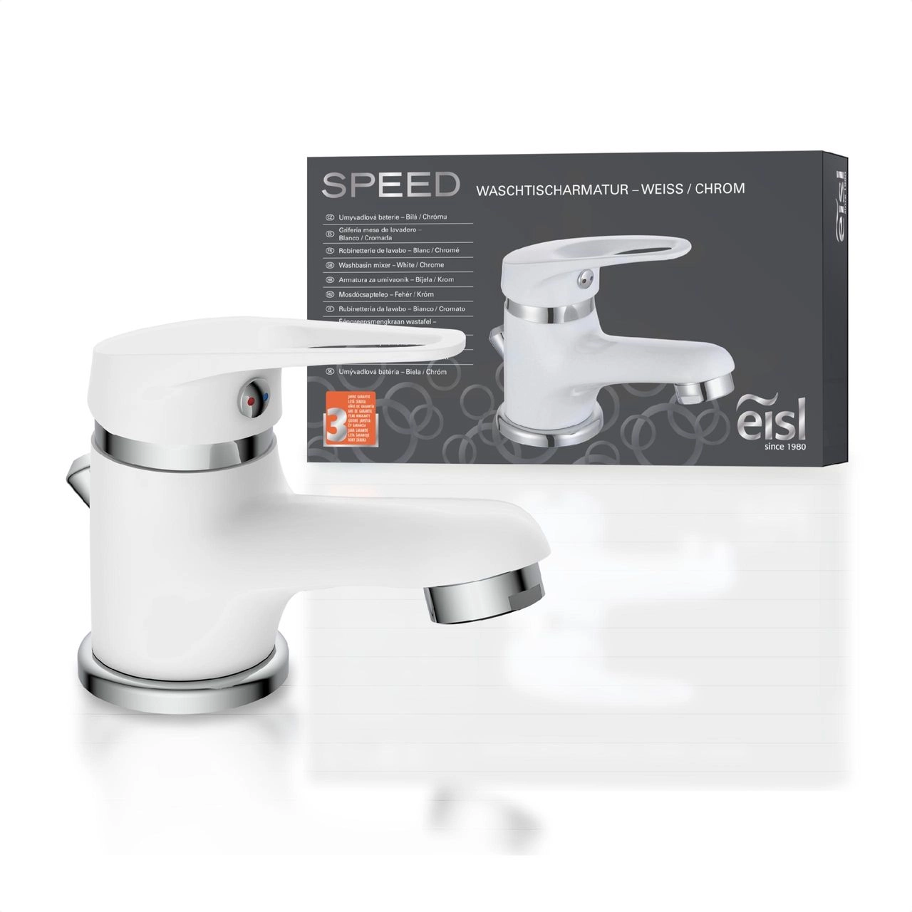 Eisl SPEED Waschtischarmatur mit Zugstange, Wasserhahn Bad mit Ablaufgarnitur, Mischbatterie Waschbecken