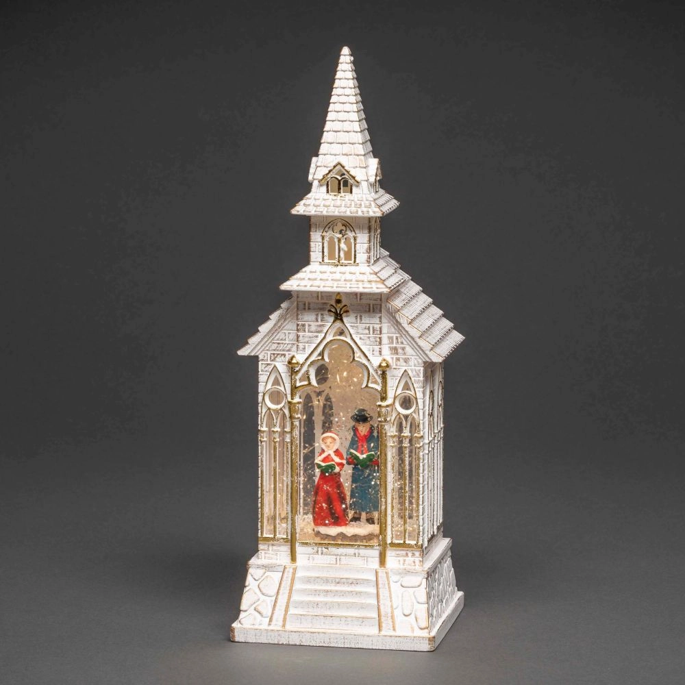 KONSTSMIDE LED Wasserlaterne "Kirche", weiß, 5h Timer, 1 warmweiße Diode, Innen, Batterie: 3 x C 1,5V (exkl.)