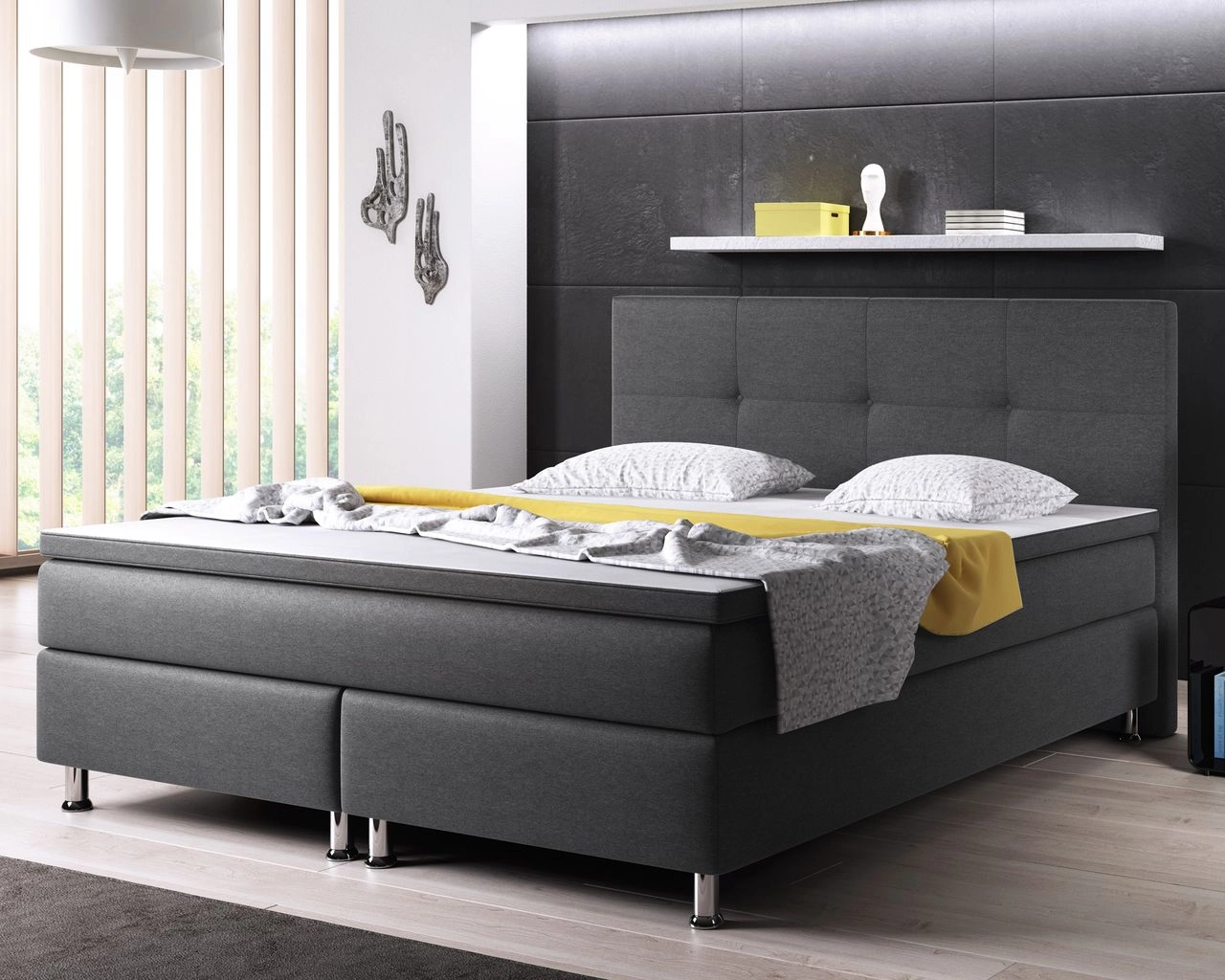 IHG Boxspringbett Dallas 180x200 Webstoff Anthrazit