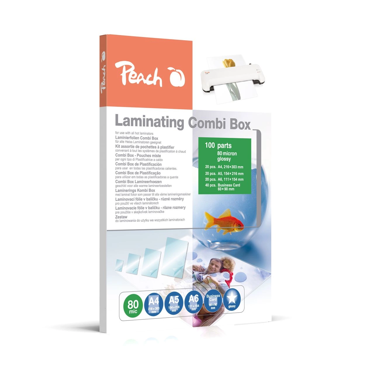 Peach Laminierfolien 100er Starterset, 80mic, versch.Grössen