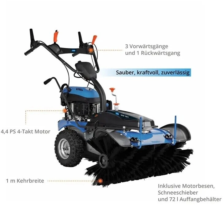Güde Güde Kehrmaschine GKM 100.1 inkl. Schneeschieber & Auffangbehälter