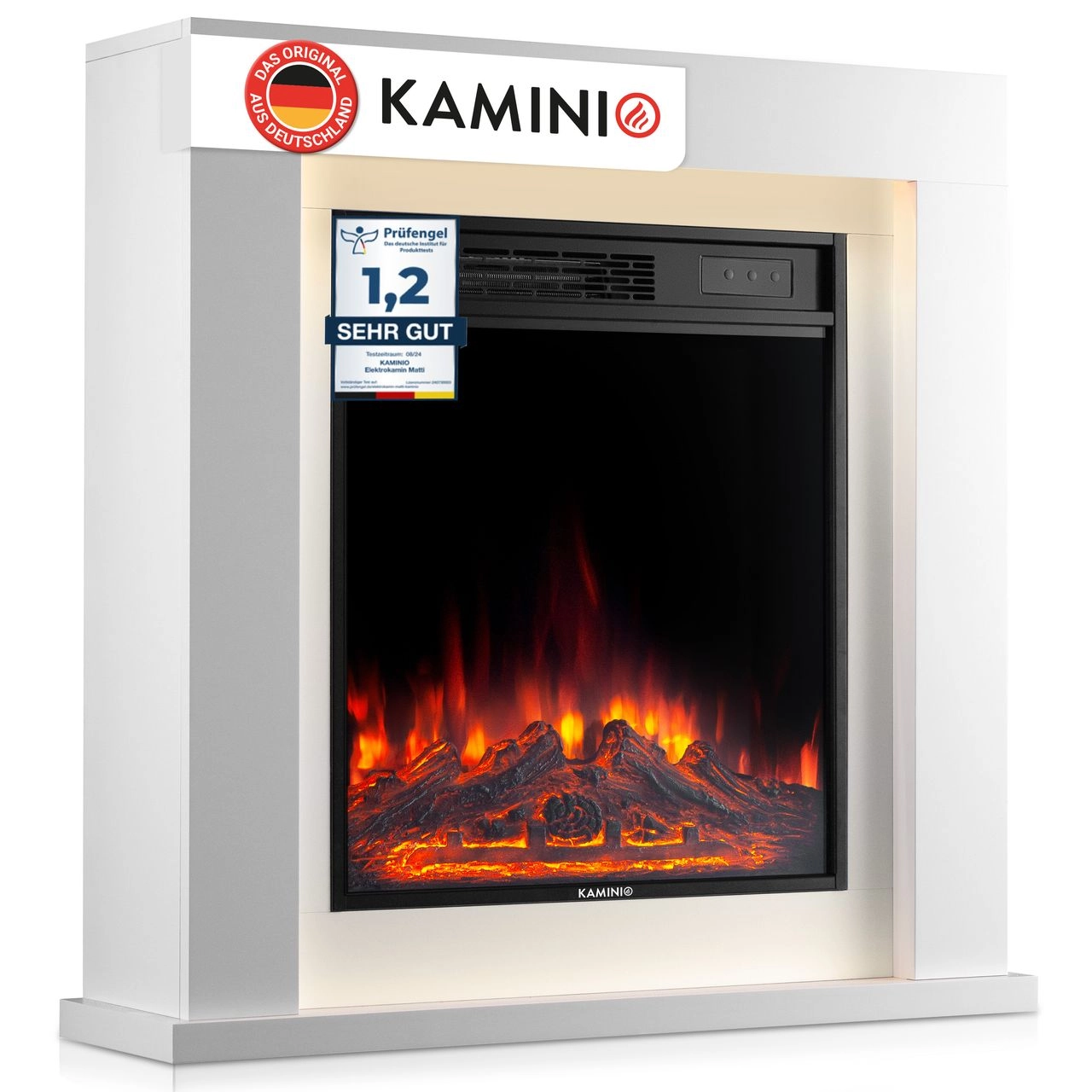 KAMINIO KAMINIO Elektrokamin MATTI - Elektrischer Standkamin - 32 Zoll, Weiß