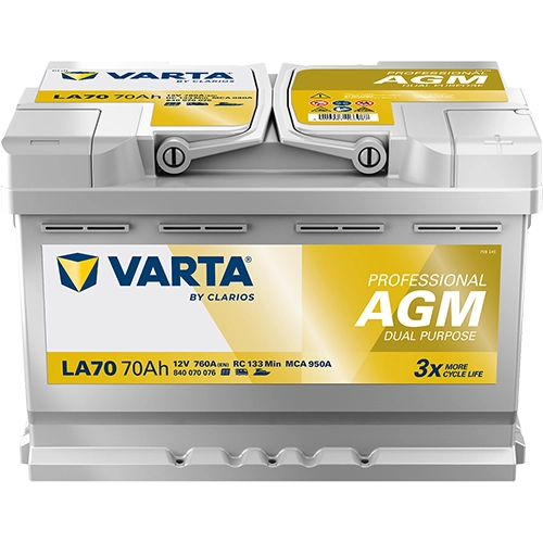 BVD VARTA Professional AGM LA70 Batterie 840070076K312, LA70, 12 V, 70 Ah, 760 A