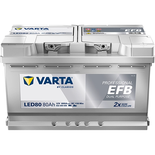 BVD VARTA Professional EFB LED80 Batterie 932080080K312, LED80, 12 V, 80 Ah, 800 A