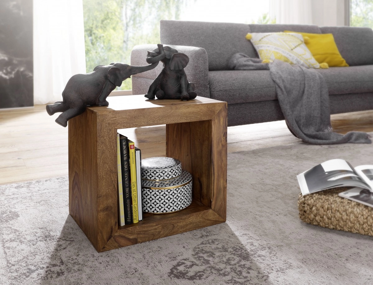 Wohnling Sheesham Standregal Massiv 44x44 cm Cube Massivholz