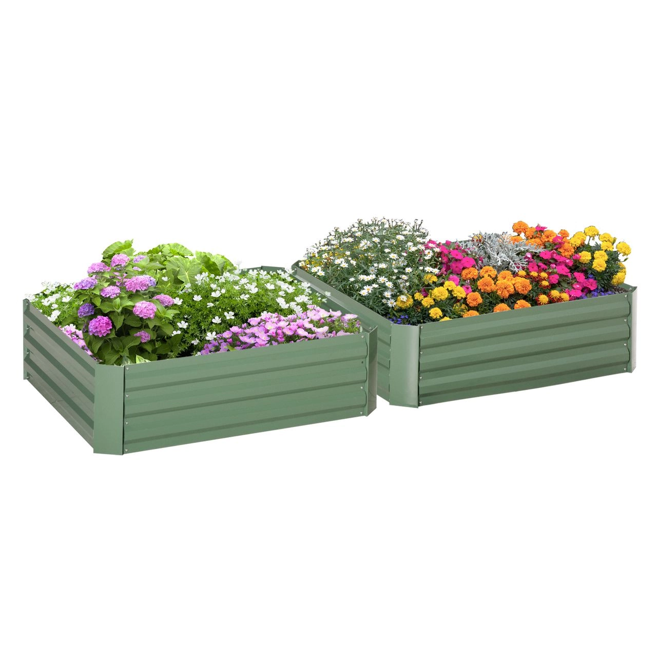 Outsunny Hochbeet Set, 2-TLG. Gartenbeet aus Stahl, Blumenkübel