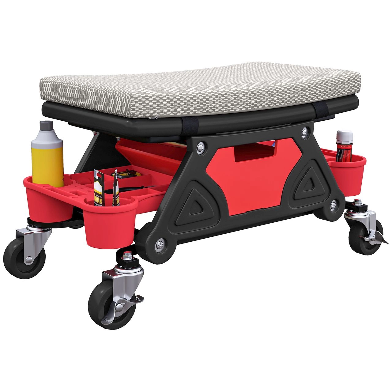 HOMCOM Werkstatthocker mit Rollen Ablagefläche 35cm hoch Rollhocker bis 135 kg