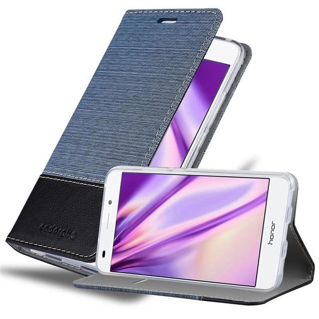 Cadorabo Hülle für Honor 5C in DUNKEL BLAU SCHWARZ Handyhülle mit Magnetverschluss, Standfunktion und Kartenfach Case Cover Schutzhülle Etui Tasche Book Klapp Style