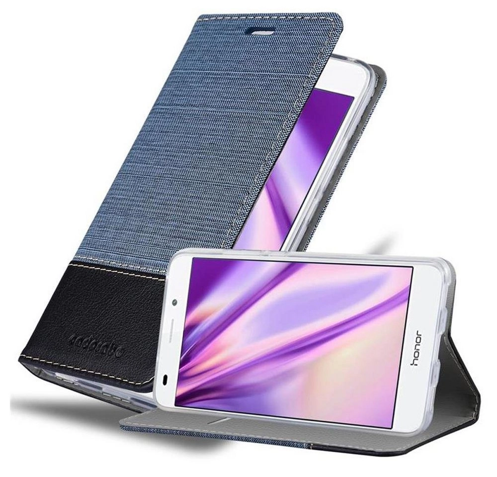 Cadorabo Hülle für Honor 5C in DUNKEL BLAU SCHWARZ Handyhülle mit Magnetverschluss, Standfunktion und Kartenfach Case Cover Schutzhülle Etui Tasche Book Klapp Style