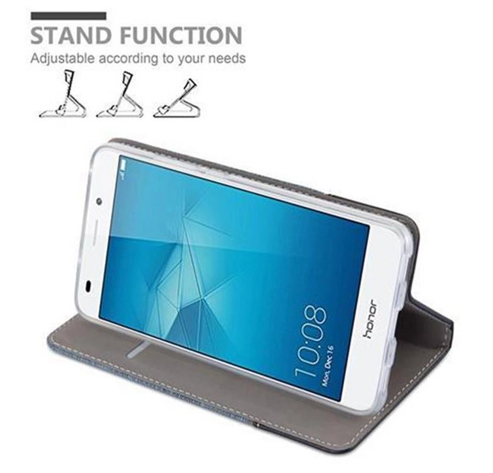 Cadorabo Hülle für Honor 5C in DUNKEL BLAU SCHWARZ Handyhülle mit Magnetverschluss, Standfunktion und Kartenfach Case Cover Schutzhülle Etui Tasche Book Klapp Style
