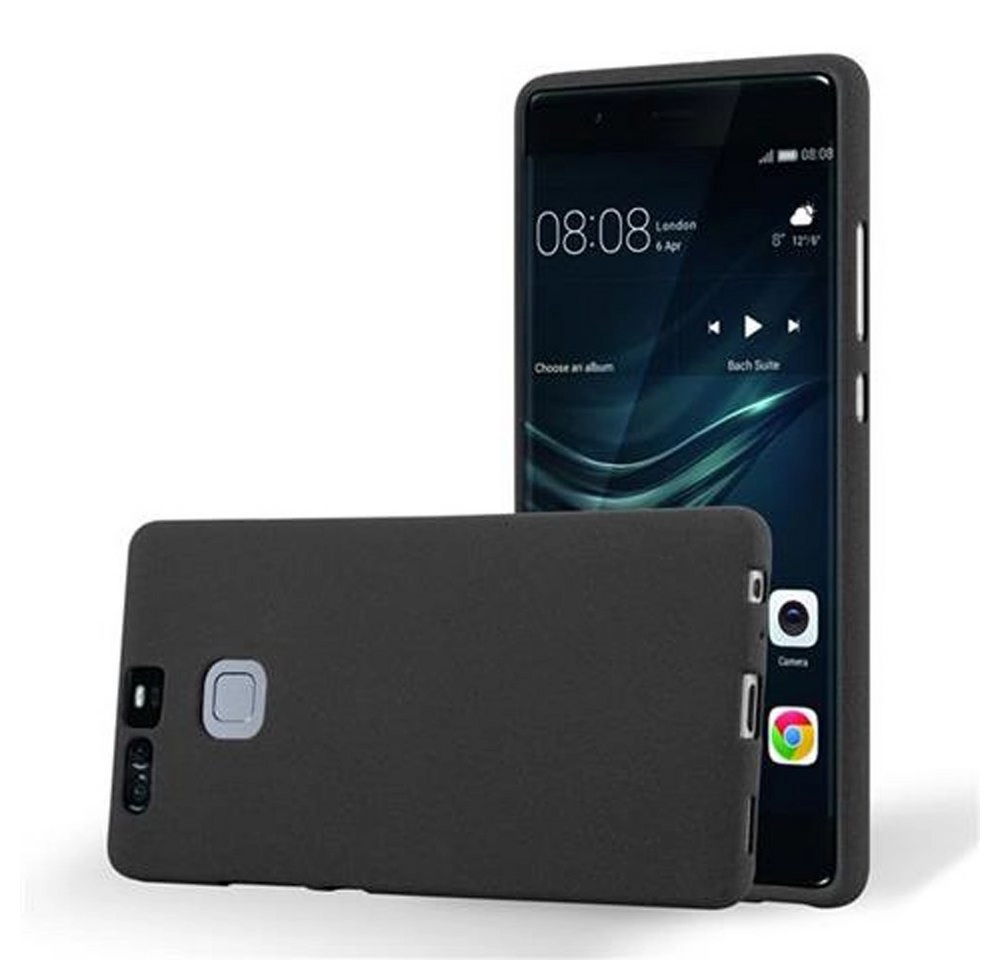 Cadorabo Hülle für Huawei P9 in FROST SCHWARZ Handyhülle aus flexiblem TPU Silikon Silikonhülle Schutzhülle Ultra Slim Soft Back Cover Case Bumper