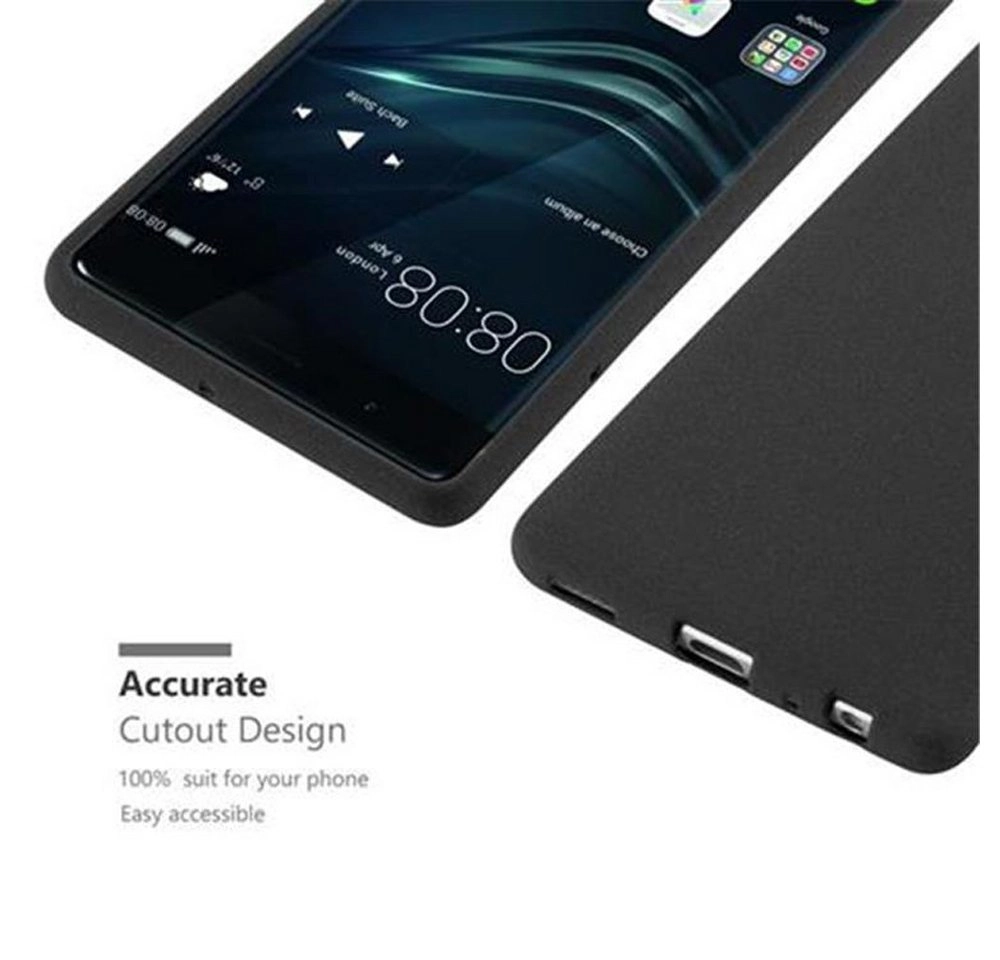 Cadorabo Hülle für Huawei P9 in FROST SCHWARZ Handyhülle aus flexiblem TPU Silikon Silikonhülle Schutzhülle Ultra Slim Soft Back Cover Case Bumper