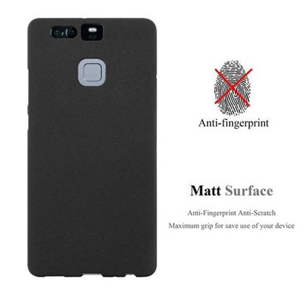 Cadorabo Hülle für Huawei P9 in FROST SCHWARZ Handyhülle aus flexiblem TPU Silikon Silikonhülle Schutzhülle Ultra Slim Soft Back Cover Case Bumper