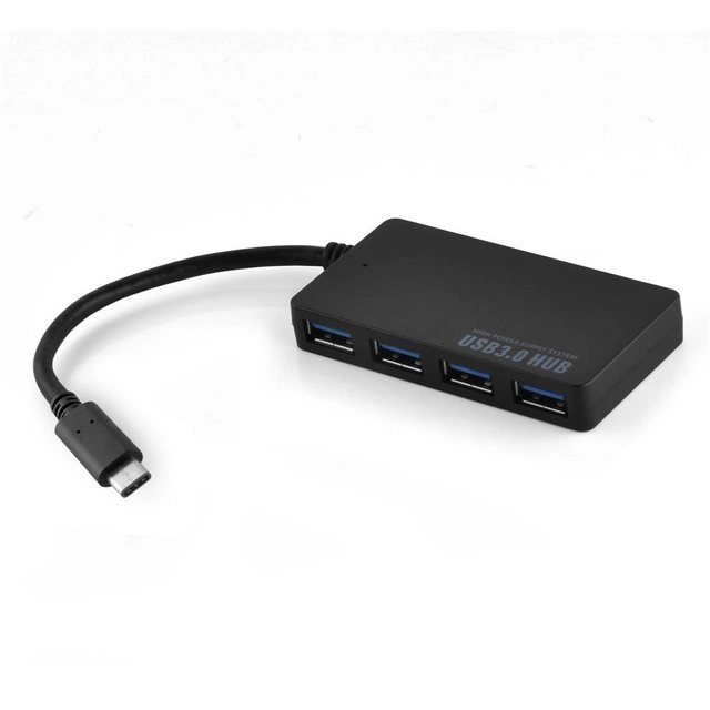 Cadorabo ? 4-Port USB 3.0 Multischnittstelle USB Hub Plug & Play mit USB-C Stecker Typ-C Buchse und Power Supply für Laptops, Tablets und modernen Geräte mit USB-C Ladeanschluss wie z. B. Apple MacBook, Lenovo Yoga 900, Google Chromebook Pixel und den neu