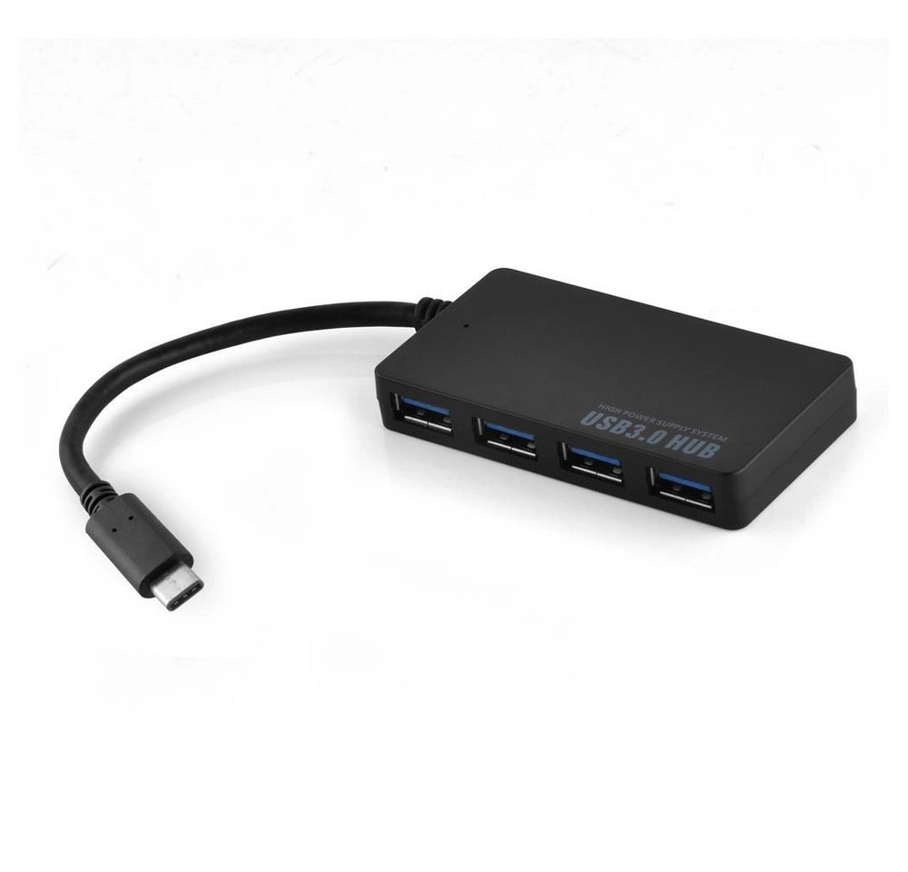 Cadorabo ? 4-Port USB 3.0 Multischnittstelle USB Hub Plug & Play mit USB-C Stecker Typ-C Buchse und Power Supply für Laptops, Tablets und modernen Geräte mit USB-C Ladeanschluss wie z. B. Apple MacBook, Lenovo Yoga 900, Google Chromebook Pixel und den neu