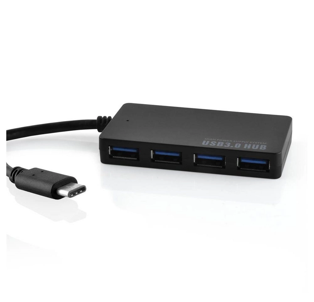 Cadorabo ? 4-Port USB 3.0 Multischnittstelle USB Hub Plug & Play mit USB-C Stecker Typ-C Buchse und Power Supply für Laptops, Tablets und modernen Geräte mit USB-C Ladeanschluss wie z. B. Apple MacBook, Lenovo Yoga 900, Google Chromebook Pixel und den neu