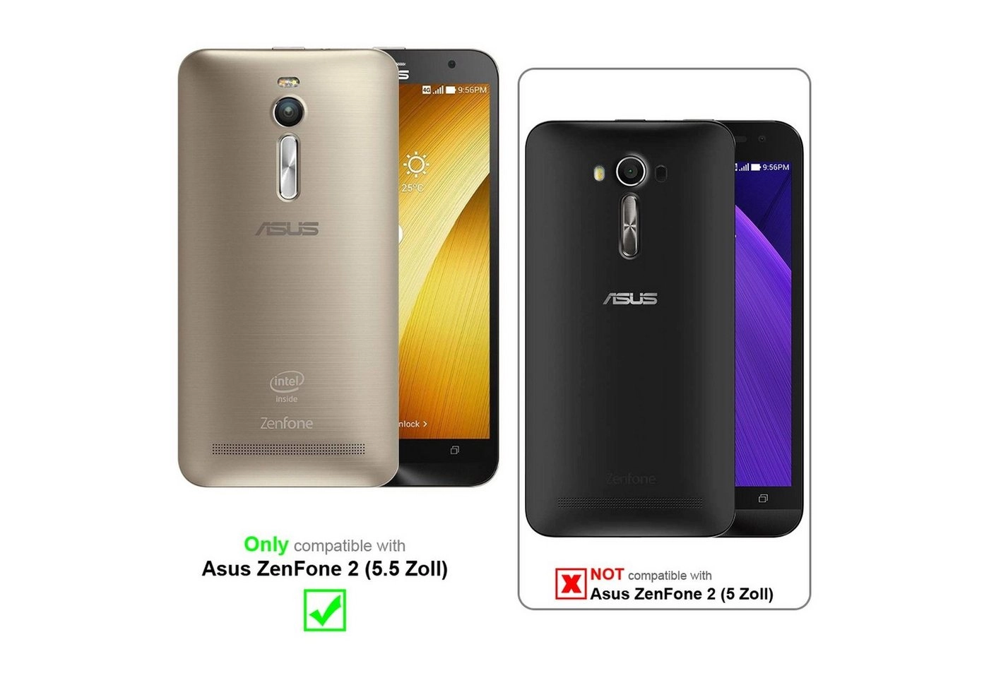Cadorabo Panzer Folie für Asus ZenFone 2 (5.5 Zoll) Schutzfolie in KRISTALL KLAR Gehärtetes (Tempered) Display-Schutzglas in 9H Härte mit 3D Touch Kompatibilität