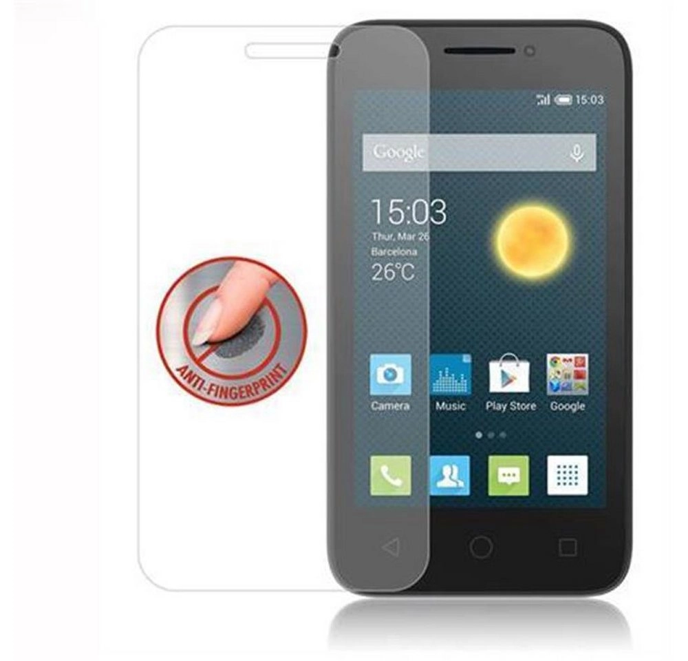Cadorabo Panzer Folie für Alcatel PIXI 3 (4 Zoll) Schutzfolie in KRISTALL KLAR Gehärtetes (Tempered) Display-Schutzglas in 9H Härte mit 3D Touch Kompatibilität