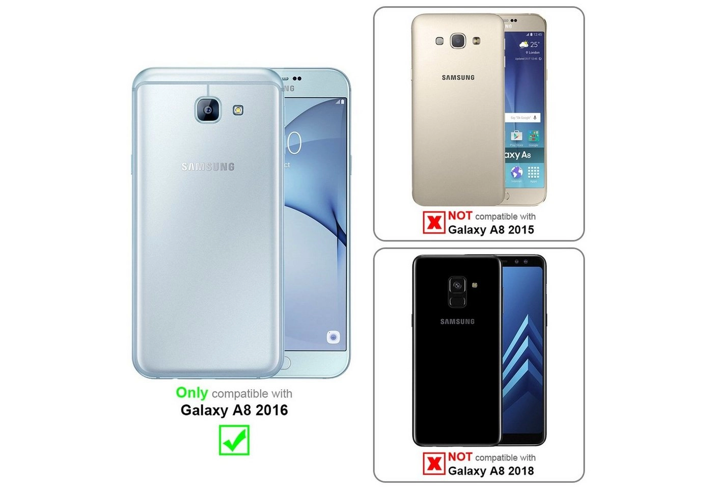 Cadorabo Panzer Folie für Samsung Galaxy A8 2016 Schutzfolie in KRISTALL KLAR Gehärtetes (Tempered) Display-Schutzglas in 9H Härte mit 3D Touch Kompatibilität