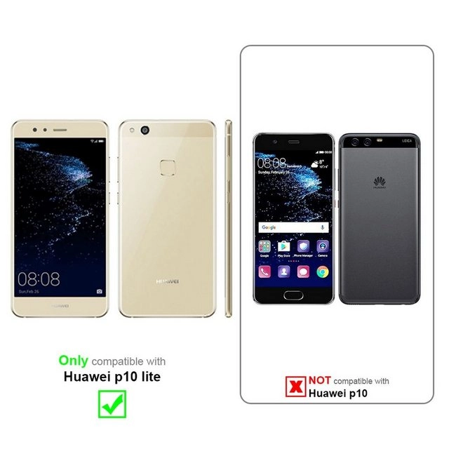 Cadorabo Panzer Folie für Huawei P10 LITE Schutzfolie in KRISTALL KLAR Gehärtetes (Tempered) Display-Schutzglas in 9H Härte mit 3D Touch Kompatibilität