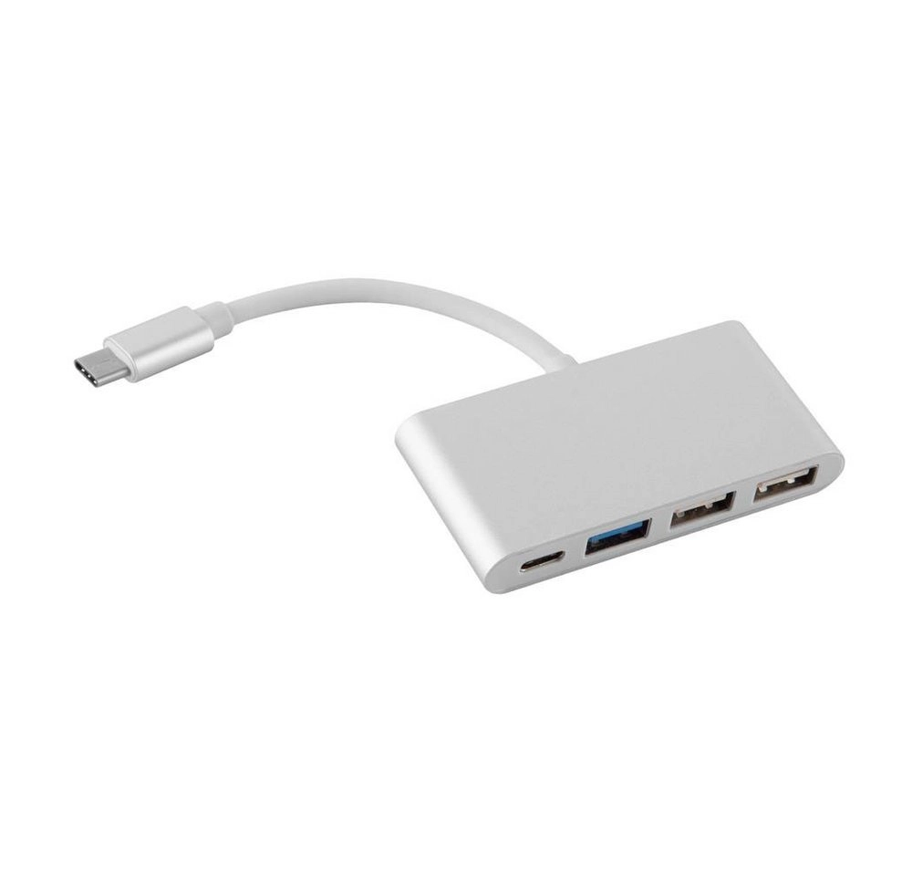 Cadorabo ? 4-Port USB Multischnittstelle Plug & Play mit USB-C Anschluss, USB-C Ladebuchse, 2 USB 2.0 und USB 3.0 Ports für Laptops, Tablets und modernen Geräte mit USB-C Ladeanschluss wie z. B. Apple MacBook, Lenovo Yoga 900, Google Chromebook Pixel und 